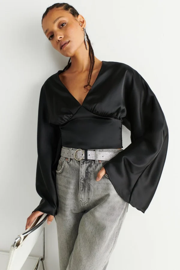Gina Tricot Julie Satin Blouse Black Acheter 1