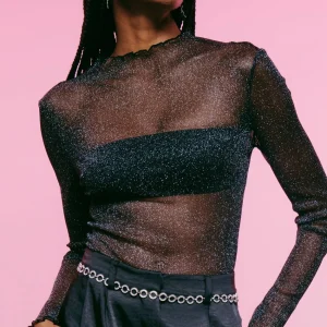Pas Cher soldes France Gina Tricot Jolie Glitter Top Black 6