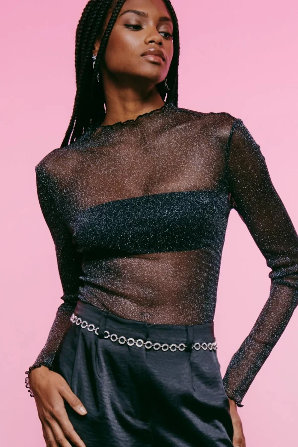 Pas Cher soldes France Gina Tricot Jolie Glitter Top Black 3