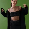 grande promotion Gina Tricot Rhinestone Net Top Black 8