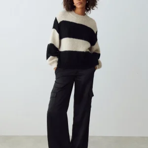 Gina Tricot Willow Knitted Sweater Black/beige boutiqued en ligne 6