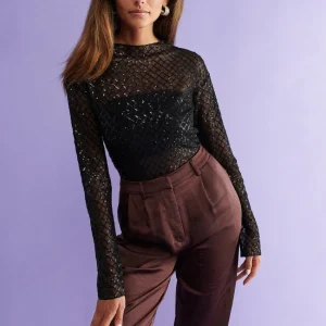 Gina Tricot Square Sequin Top Black Réductions 6