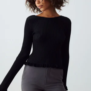 ﻿soldes Gina Tricot Ingeborg Knitted Top Black 6