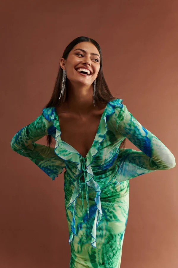 boutique en ligne france Gina Tricot Superfrilly Mesh Top Butterfly/aop 1