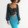 achetez pas cher Gina Tricot Gathered Bust Blouse Blue Ditsy 8