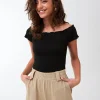 acheter en ligne Gina Tricot Cara Off Shoulder Top Black 8