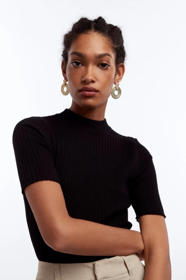 Gina Tricot Kajsa Knitted Top Black l'unique style 1