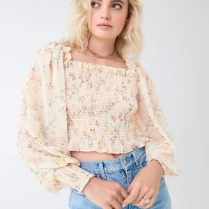 Gina Tricot Belle Smock Top Soft Blossom pas cher 6