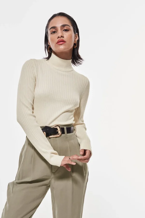 Gina Tricot Julia Knitted Sweater Ecru marques pas cher 1