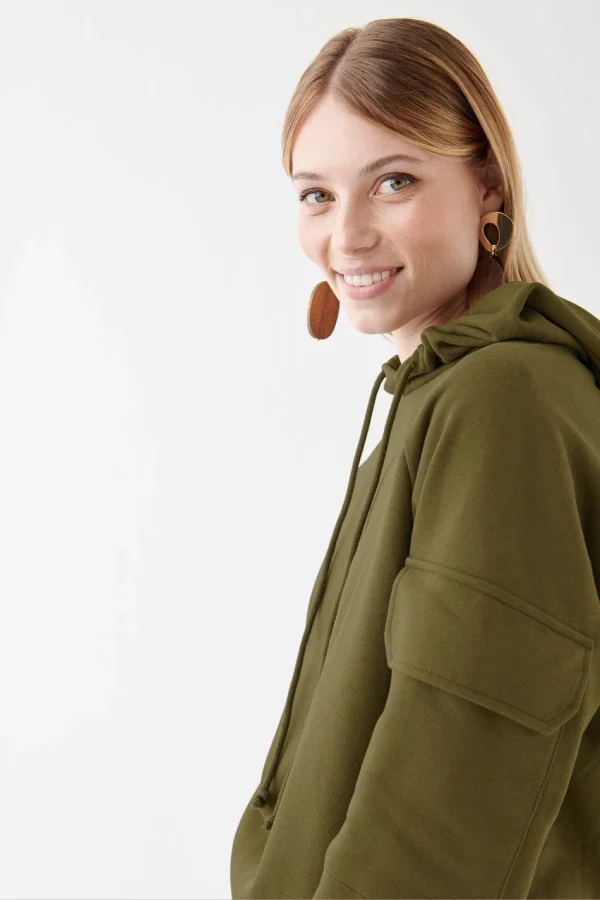 Gina Tricot Laurie Hooded Sweater Dark Olive Paiement sécurisé 3