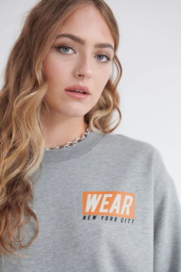 Gina Tricot Irma Sweater Greymel/print Meilleur Prix 1
