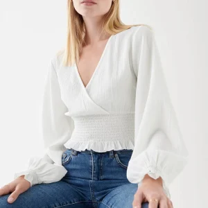 Gina Tricot Jane Smock Top Offwhite vente luxe pas cher 6