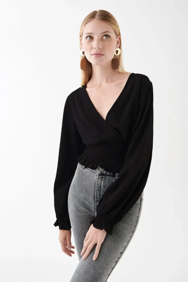 Retour Gratuit Gina Tricot Jane Smock Top Black 1
