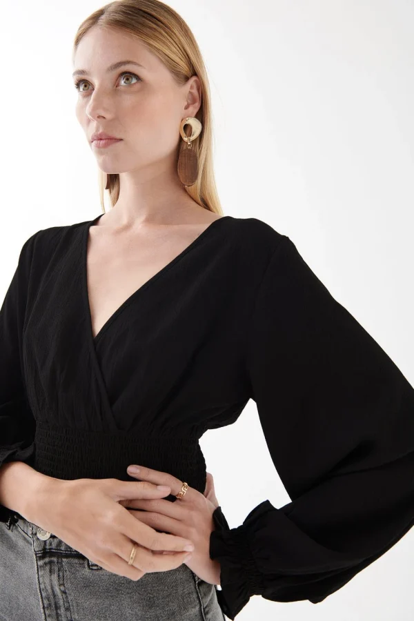 Retour Gratuit Gina Tricot Jane Smock Top Black 3