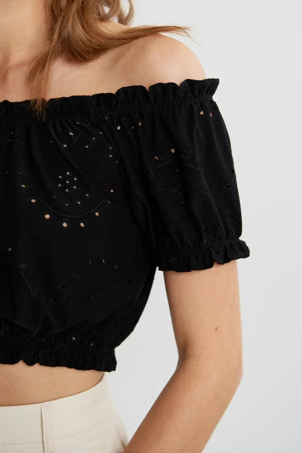 vente chaude Gina Tricot Irja Off Shoulder Top Black 3
