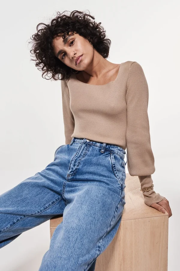 Gina Tricot Heidi Knitted Sweater Beige grand choix 3