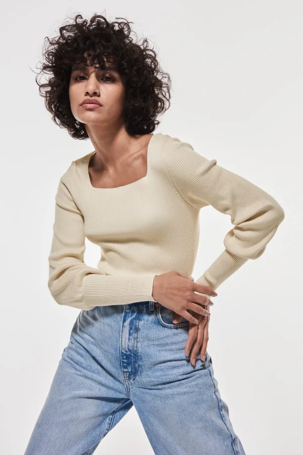 france Gina Tricot Heidi Knitted Sweater Ecru 1