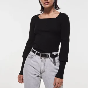 Gina Tricot Heidi Knitted Sweater Black meilleure qualité 6