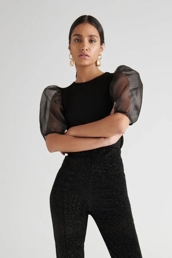Gina Tricot Wilma Organza Top Black nouvelle saison 1