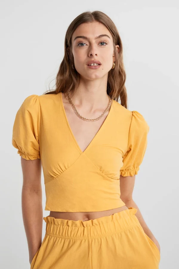 belle Gina Tricot Kathy Top Ochre 1