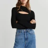 Gina Tricot Kim Knitted Top Black boutique 10