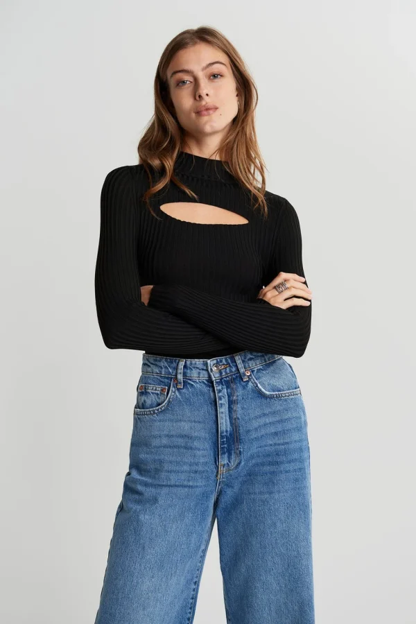 Gina Tricot Kim Knitted Top Black boutique 1