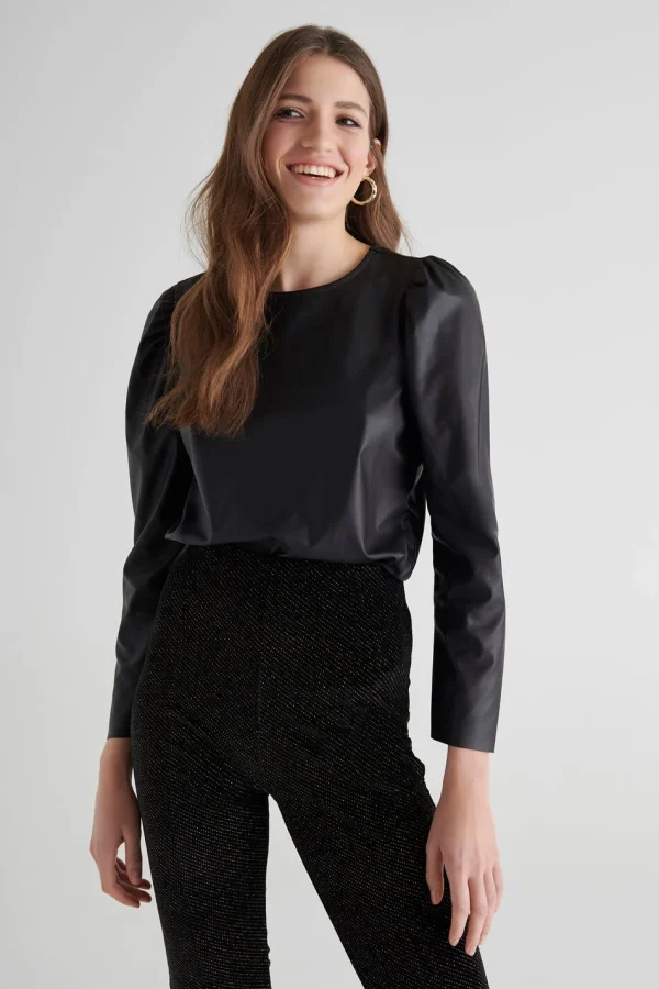 Vente Gina Tricot Zandea PU Top Black 1