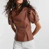 Gina Tricot Kate Pu Top Carob Brown site officiel 8