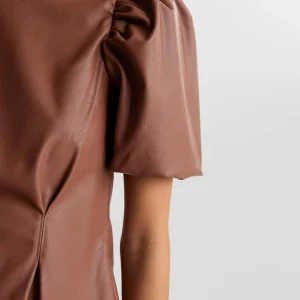 Gina Tricot Kate Pu Top Carob Brown site officiel 6