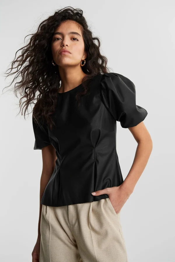 Retour Facile et Gratuit Gina Tricot Kate Pu Top Black 1