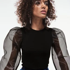 Gina Tricot Juli Organza Top Black soldes pas cher 6