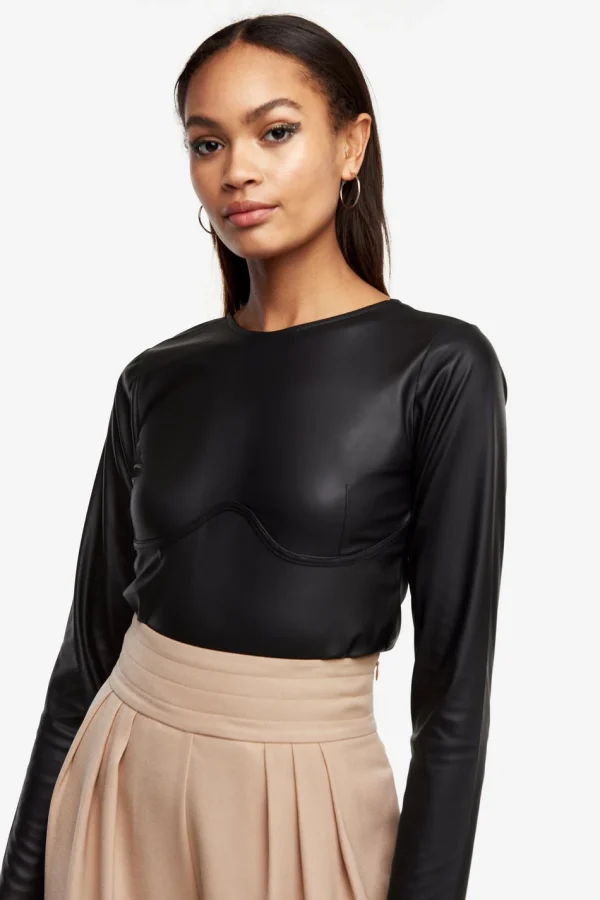 soldes en ligne Gina Tricot Belinda PU Top Black 1