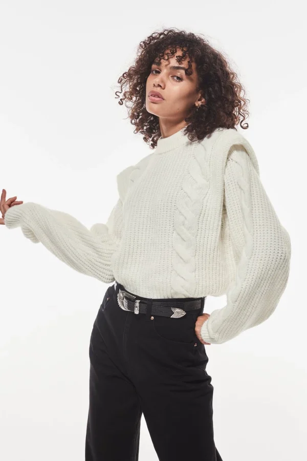 Meilleur Prix Garanti Gina Tricot Isabella Knitted Sweater Ecru 1