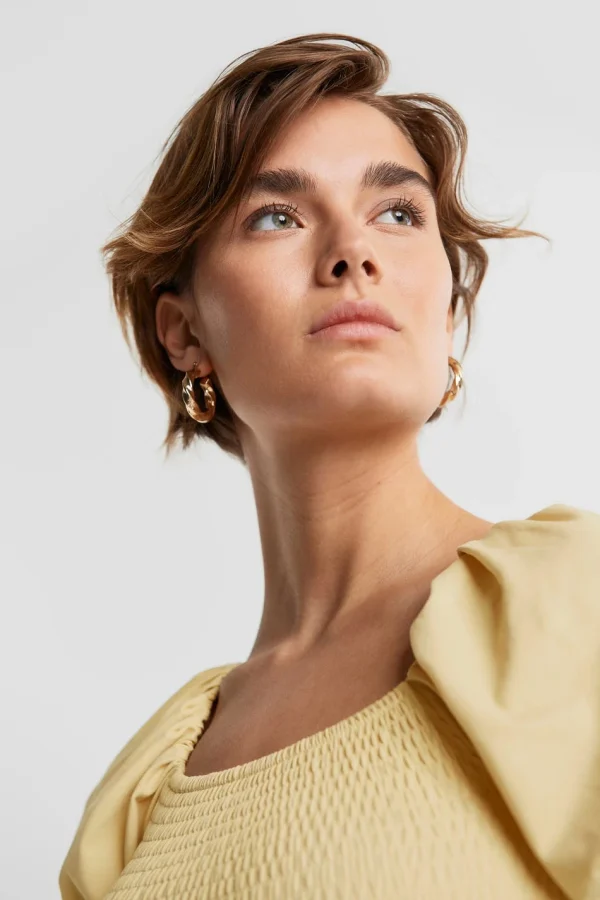 Gina Tricot Nelma Puff Sleeve Top Reed Yellow grand choix 3