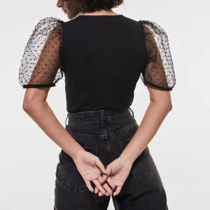 Gina Tricot Pia Organza Top Black solde en ligne 6