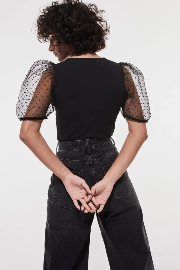 Gina Tricot Pia Organza Top Black solde en ligne 3