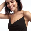 Gina Tricot Low Back Cowlneck Singlet Black fashioniable 8