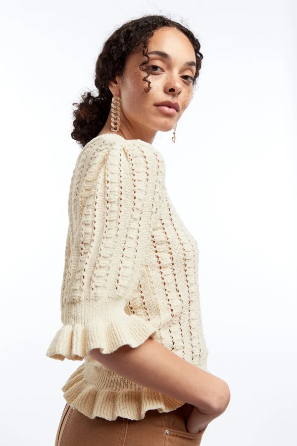 soldes en ligne Gina Tricot Sissi Knitted Sweater Lt Beige 1