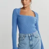 magasin pour Gina Tricot Josie Knitted Sweater Blue Bonnet 10
