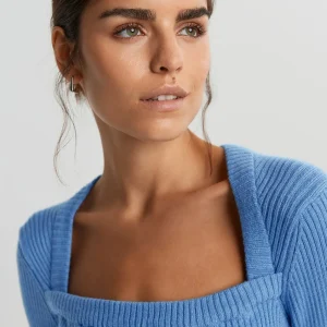 magasin pour Gina Tricot Josie Knitted Sweater Blue Bonnet 6