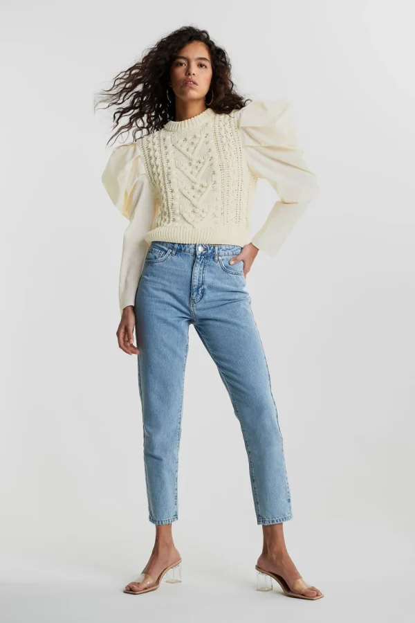 Gina Tricot Elsa Knitted Sweater Warm White soldes pas cher 3