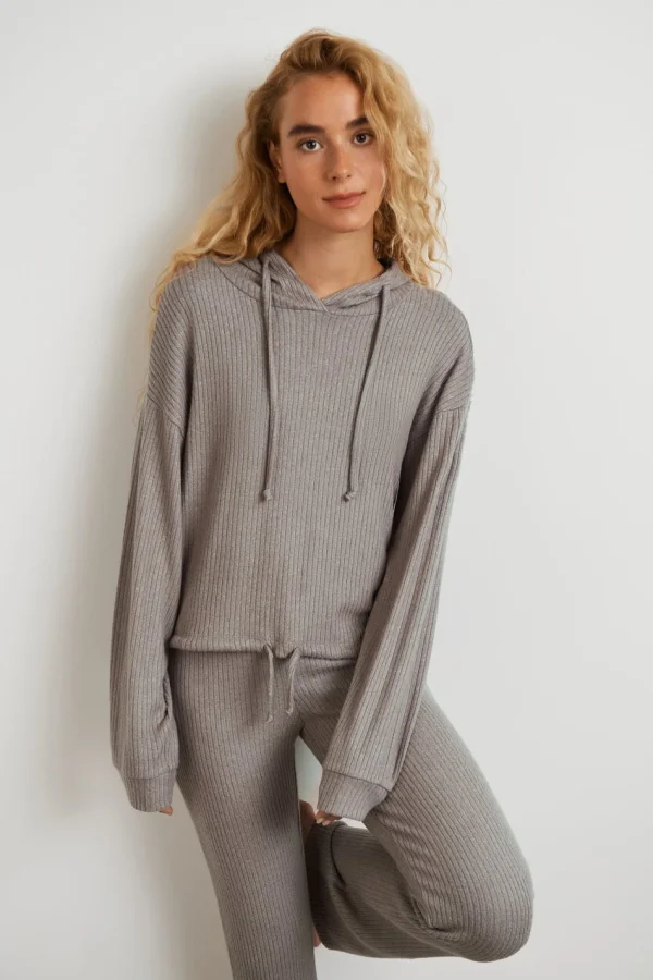 Gina Tricot Stina Rib Hoodie Soft Nougat grossiste en ligne 1