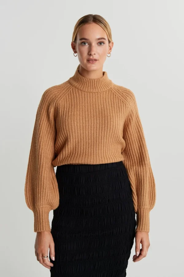 Gina Tricot Rosie Knitted Sweater Indian Tan pas cher en vente 1
