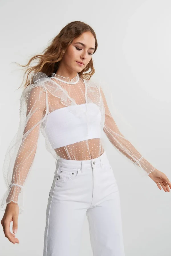 ultratendance Gina Tricot Fiona Dot Mesh Top Offwhite 1