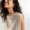 Gina Tricot Paulina Sequins Top Beige vente en ligne pas cher 8