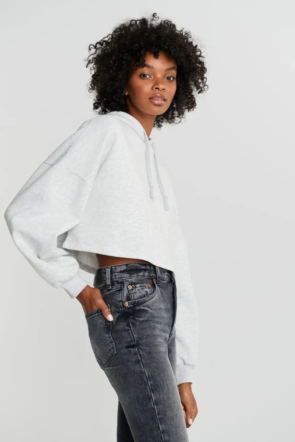site pas cher Gina Tricot Basic Cropped Hood Lt Greymelange 1