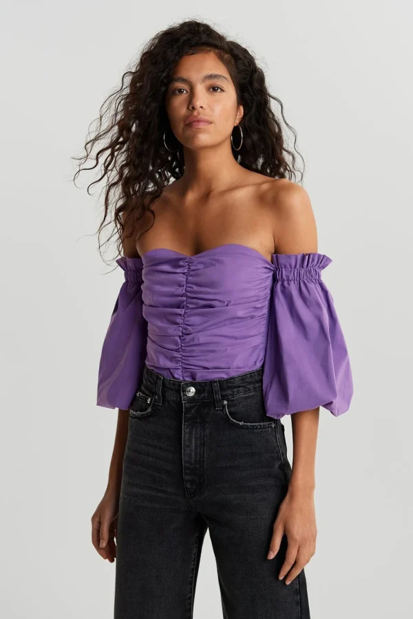 Gina Tricot Odette Off Shoulder Blouse Purple qualité d’originales 1